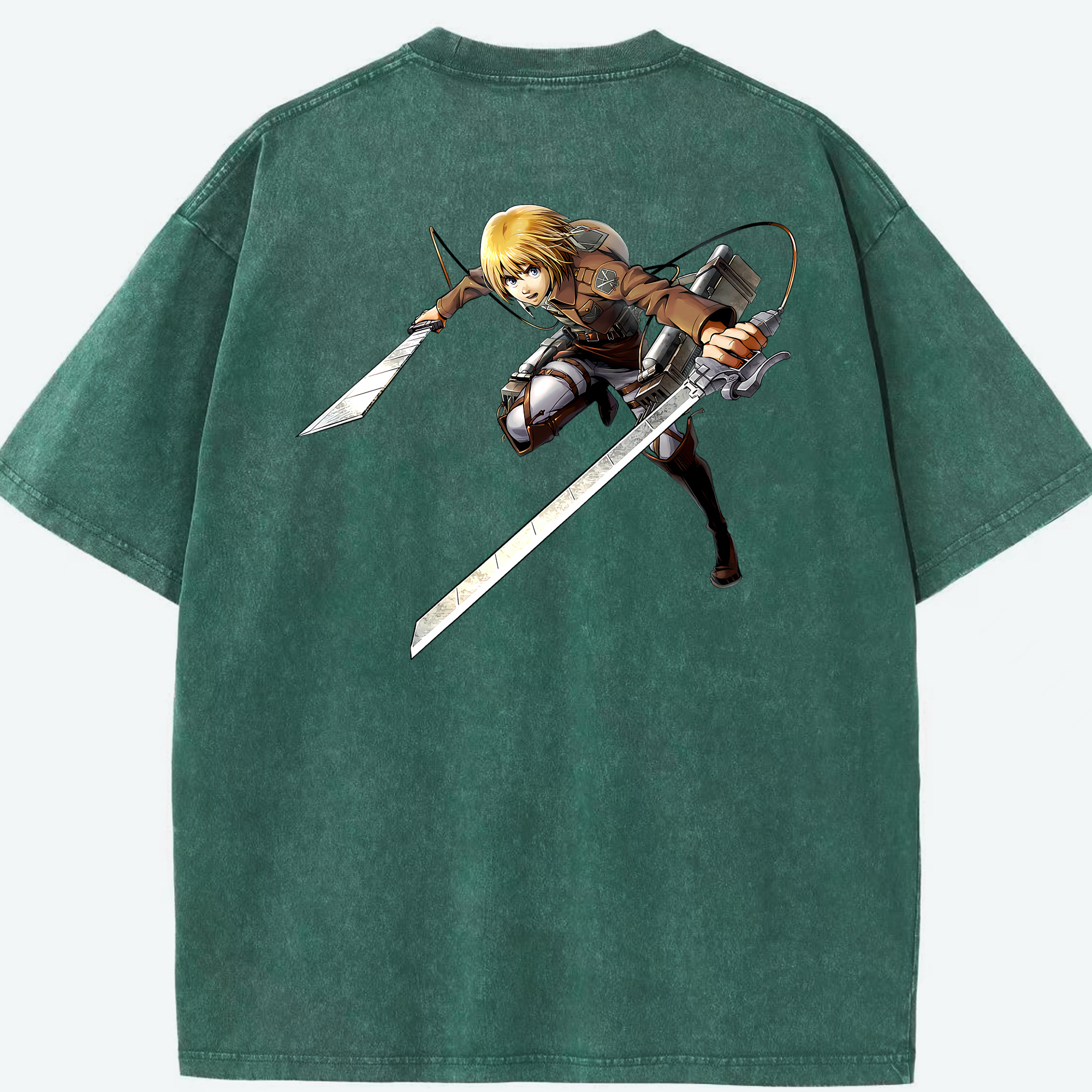 （画像用） 進撃の巨人 アルミン·アルレルト Attack on Titan Armin Arlert 綿100% ヴィンテージ風 半袖Tシャツ（背面プリント）